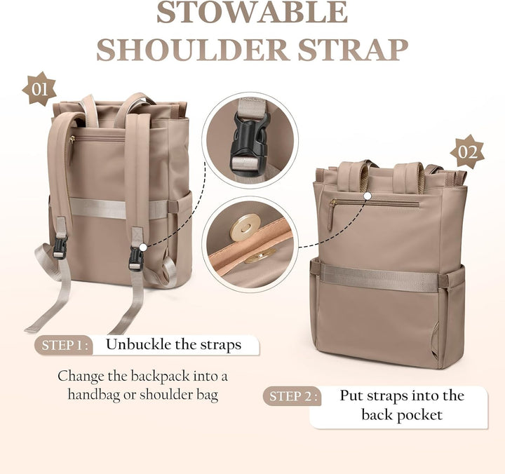 GOLF SUPAGS Convertible Laptop-Rucksack für Frauen Casual Daypack Notebook Tote Bag für Arbeit Hochs