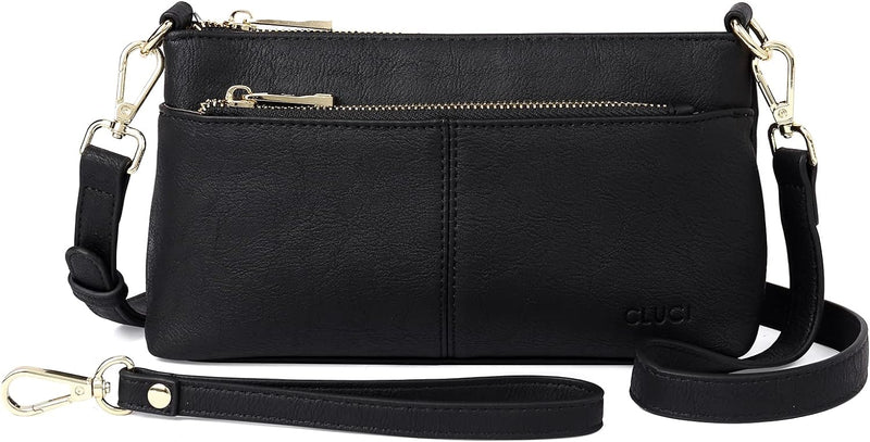 CLUCI Crossbody Bag Damen, Klein Umhängetasche PU Leder, Handy schultertasche, Reissverschlusstasche