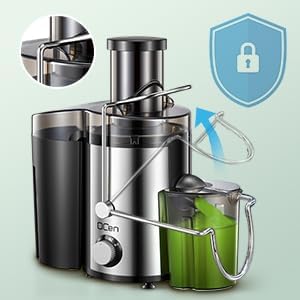 QCen Entsafter, Zentrifugal-Entsafter mit 3-Zoll-Einfüllschacht, leicht zu reinigen, Edelstahl, BPA-