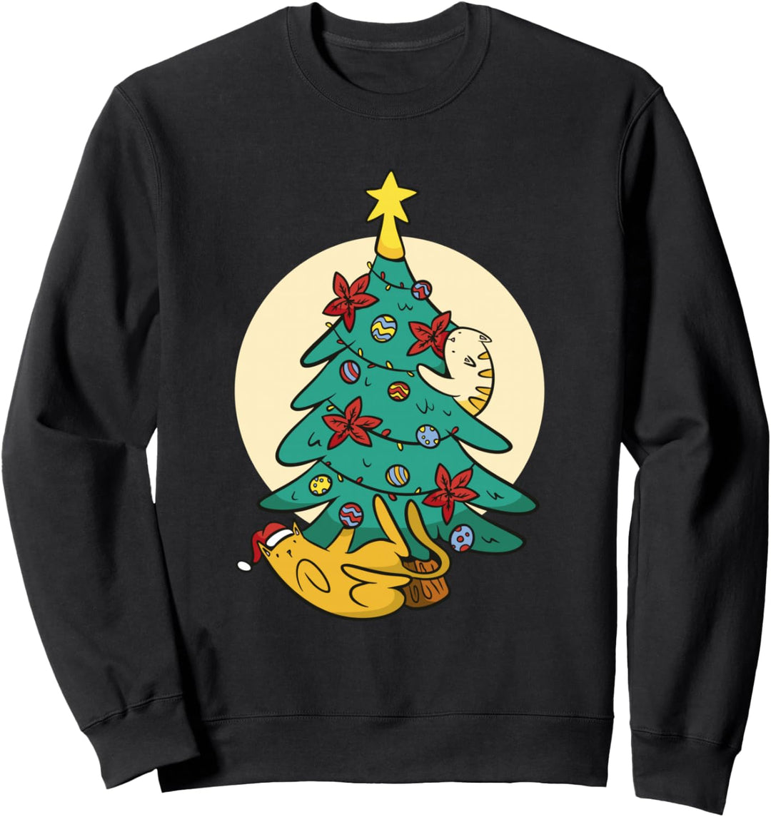Frohe Weihnachten mit Katzen Weihnachtsbaum Cat Tree Sweatshirt