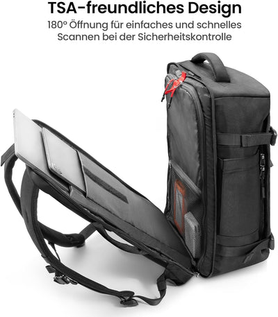 tomtoc 40L Reiserucksack, TSA Freundlich Handgepäck Rucksack, Flug Genehmigt Bordgepäck Gross Travel