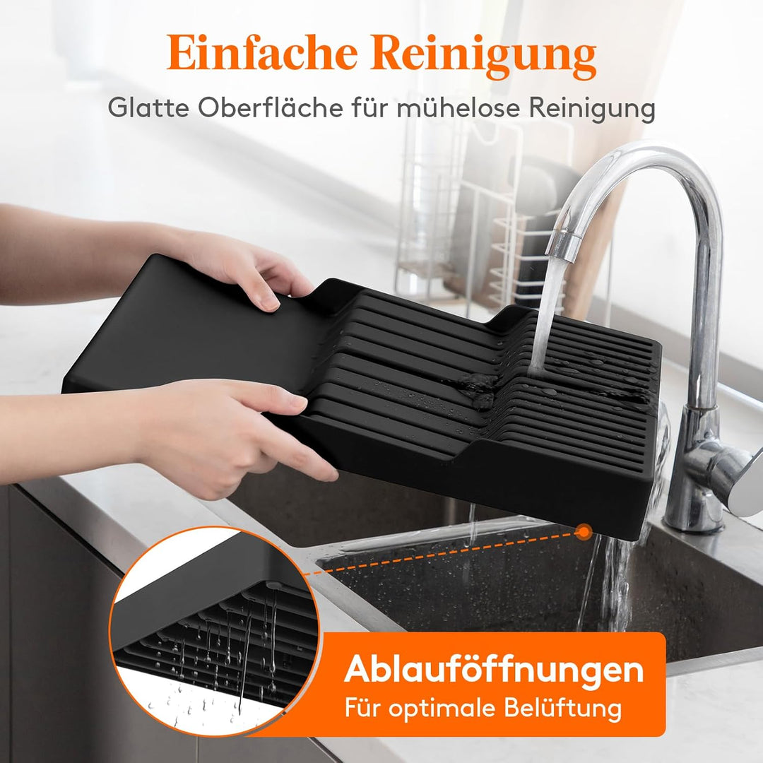 Lifewit Magnetischer Messerhalter Schublade für 16 Messer, 29,5 x 42 x 5 cm Messer Organizer mit Rut