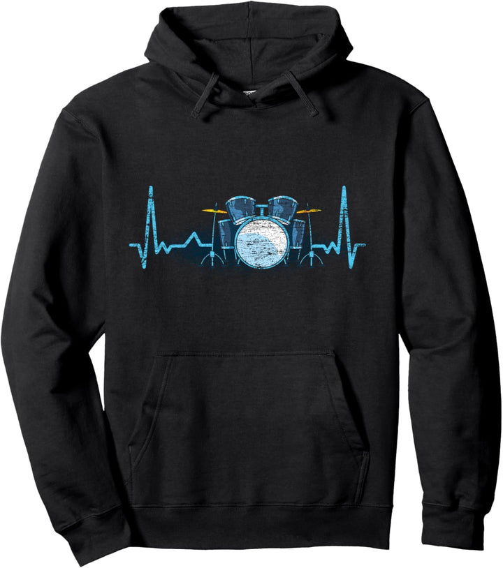 Rock Musik Drummer Geschenk Herzschlag Schlagzeug Pullover Hoodie
