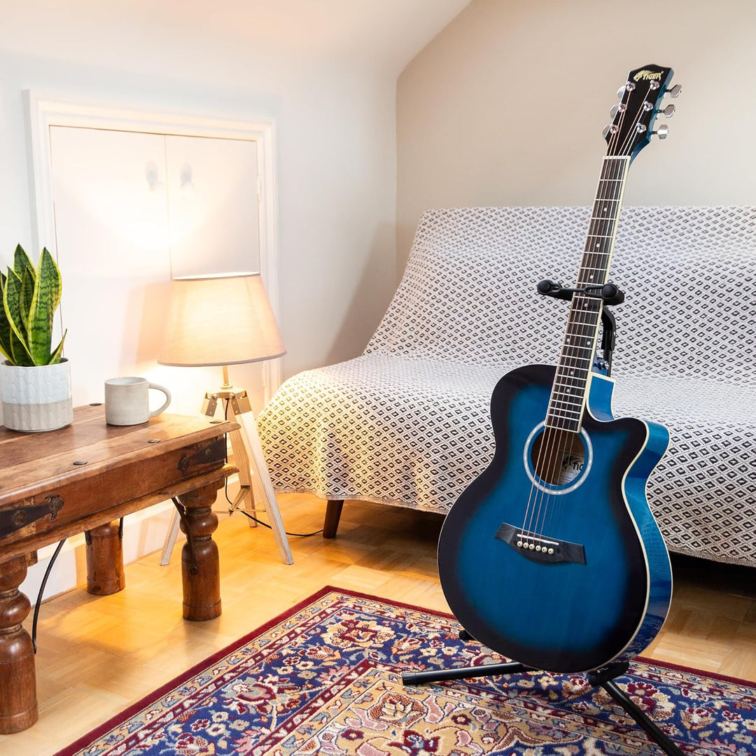 TIGER ACG1-BL34 3/4 Akustikgitarre, mit Stahlsaiten bespannte Small Body Akustikgitarre für das Alte