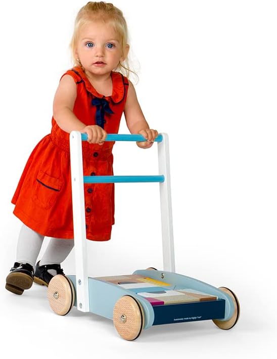 Bigjigs Toys FSC® Certified Wooden Baby Walker - Sustainable Wooden Walkers for Babies, Includes Bui