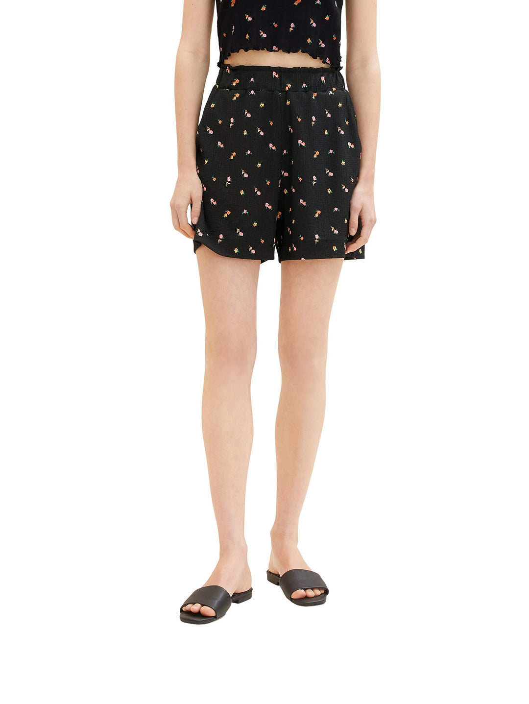 TOM TAILOR Denim Damen Basic Shorts XS 31950 - Small Black Flower Print, XS 31950 - Small Black Flow