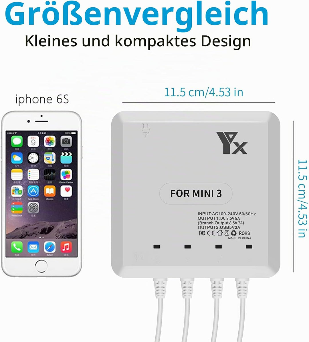 LYONGTECH Akku Ladegerät für DJI Mini 4/3 Pro,Mini 3 Drohne,6 in 1 Parallel Battery Charger Hub,Char