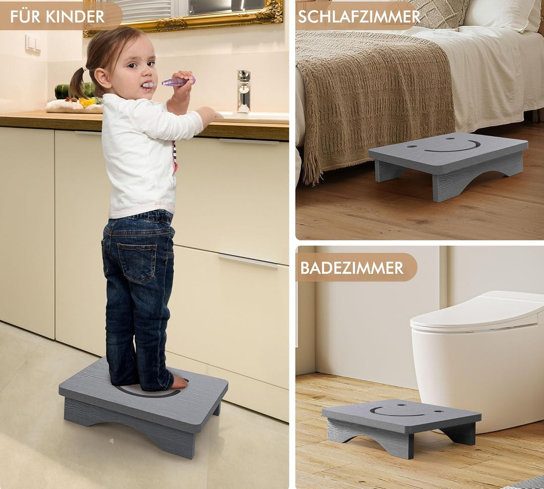 Tritthocker für Erwachsene & Senioren mit Lächeln-Design, Halbstufe, rutschfeste Mobilitätshilfe für