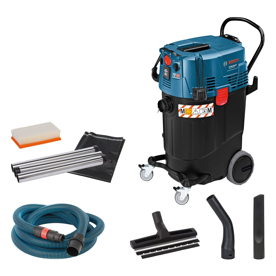 Bosch Professional Nass-/Trockensauger GAS 55 M AFC (inkl. Fugendüse, 35mm Ø, Entsorgungssack, Krümm