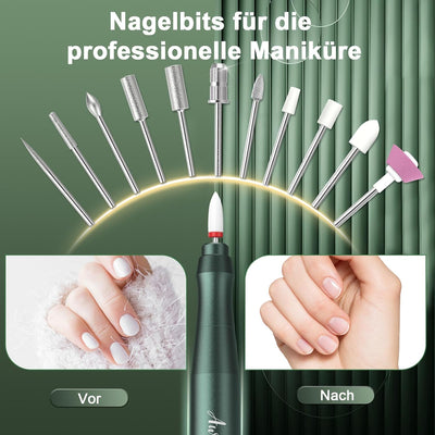Auriox Kabellos Tragbar Nagelfräser, 12 in 1 Profi Maniküre und Pediküre Set 25000 u/min, Akku Elekt