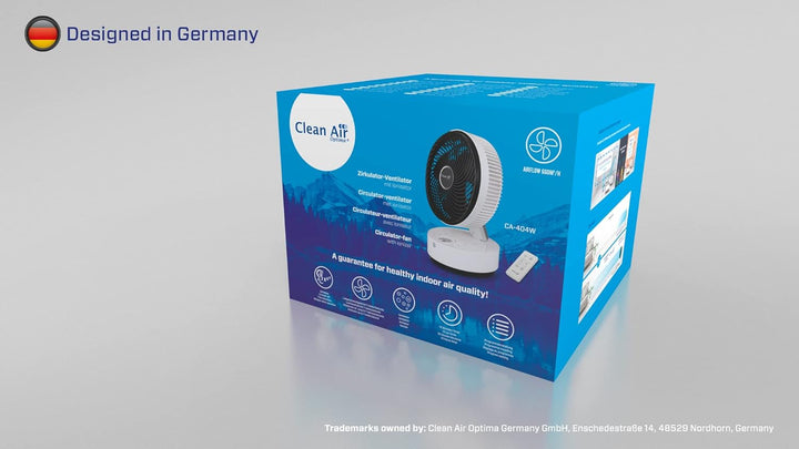 Clean Air Optima CA-404 - Design Zirkulator Ventilator mit Ionisator - Ultraleise automatische Schla