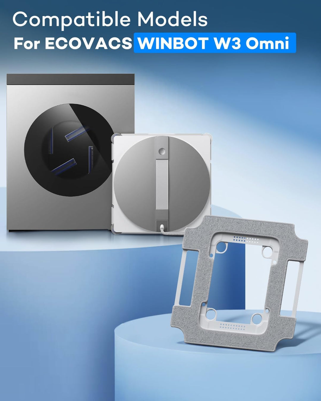 4er-Pack Mikrofaser-Reinigungspad mit Halterung für Ecovacs Winbot W3 Omni Fensterreinigungsroboter,