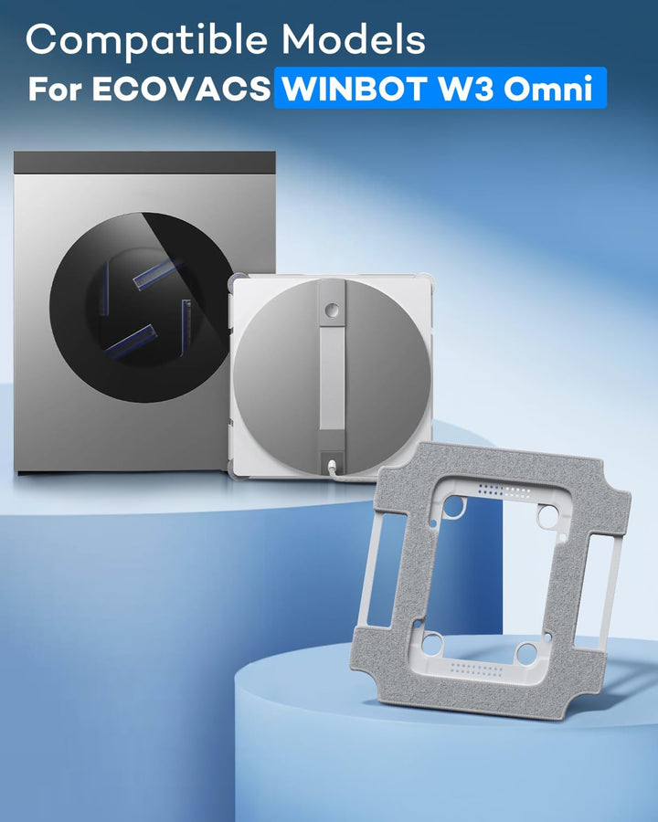 4er-Pack Mikrofaser-Reinigungspad mit Halterung für Ecovacs Winbot W3 Omni Fensterreinigungsroboter,