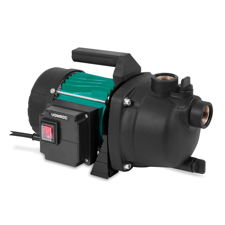 VONROC Gartenpumpe/Wasserpumpe - 800W - 3300l/h - Zur Bewässerung des Gartens/Rasens Exkl. Druckscha