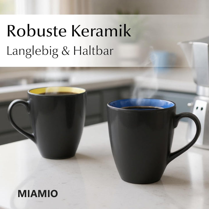 MIAMIO - 6 x 350 ml Kaffeetassen/Kaffeebecher Set - Tassen Set 6er Modern - Le Papillon Kollektion B