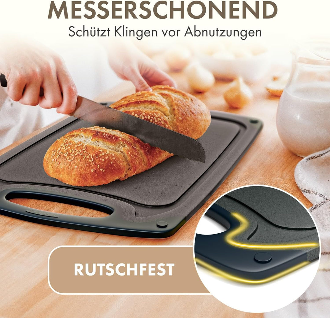 Blumtal Schneidebrett Set mit 3 Grössen (S/M/L) - Schneidebrett Kunststoff gross + Saftrillen & Grif
