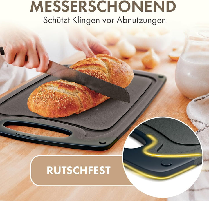 Blumtal Schneidebrett Set mit 3 Grössen (S/M/L) - Schneidebrett Kunststoff gross + Saftrillen & Grif