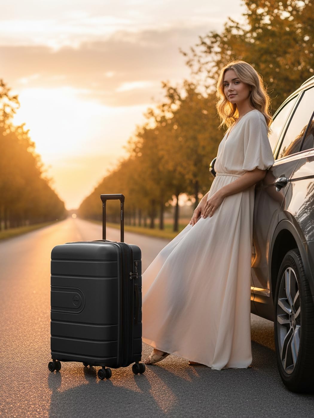 REDOLZ Hartschalen Check-in Koffer | Mittelgrosser M Trolley 46 x 28 x 66 cm mit Dehnfalte aus hochw