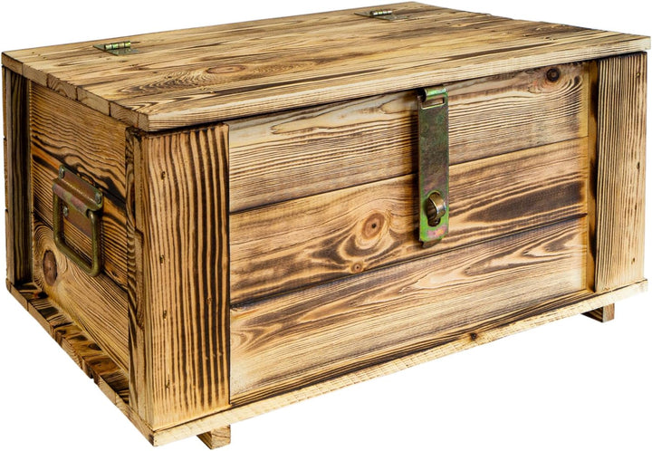 Kistenkolli Altes Land Holztruhe Hugo geflammt mit Deckel Holzkiste Schatzkiste Hochzeitskiste 50 x
