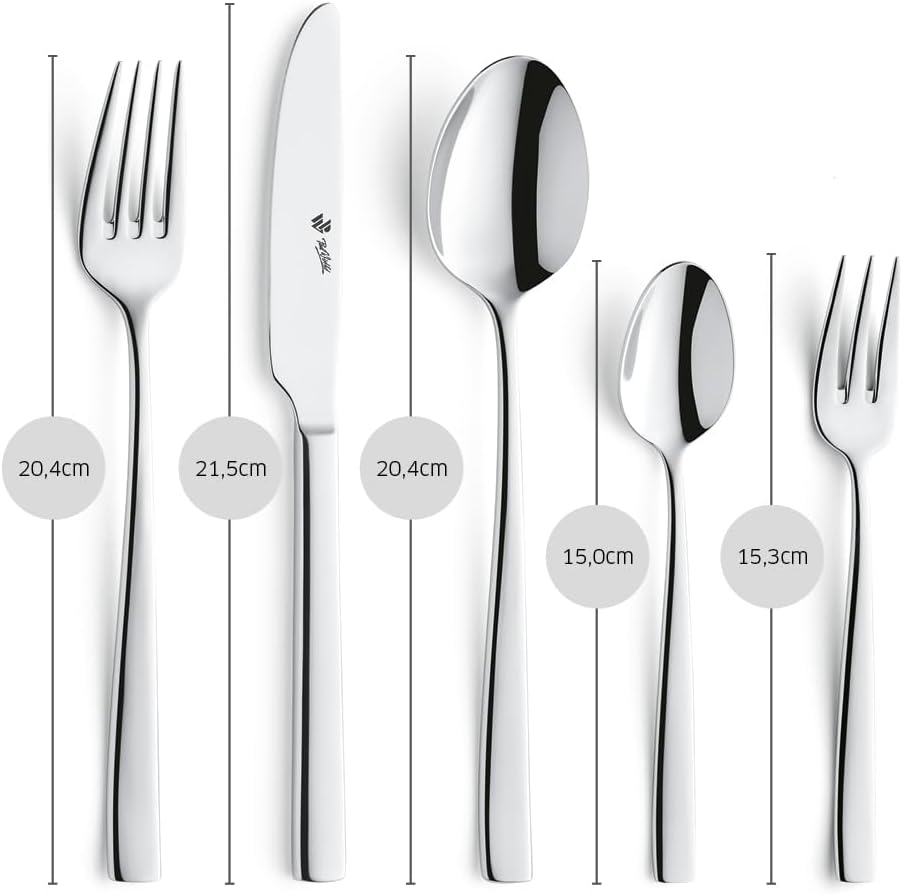 Paul Wirths PURE Besteck Set 12 Personen | 60-teilig | 18/10 Edelstahl Essbesteck poliert | Bestecks