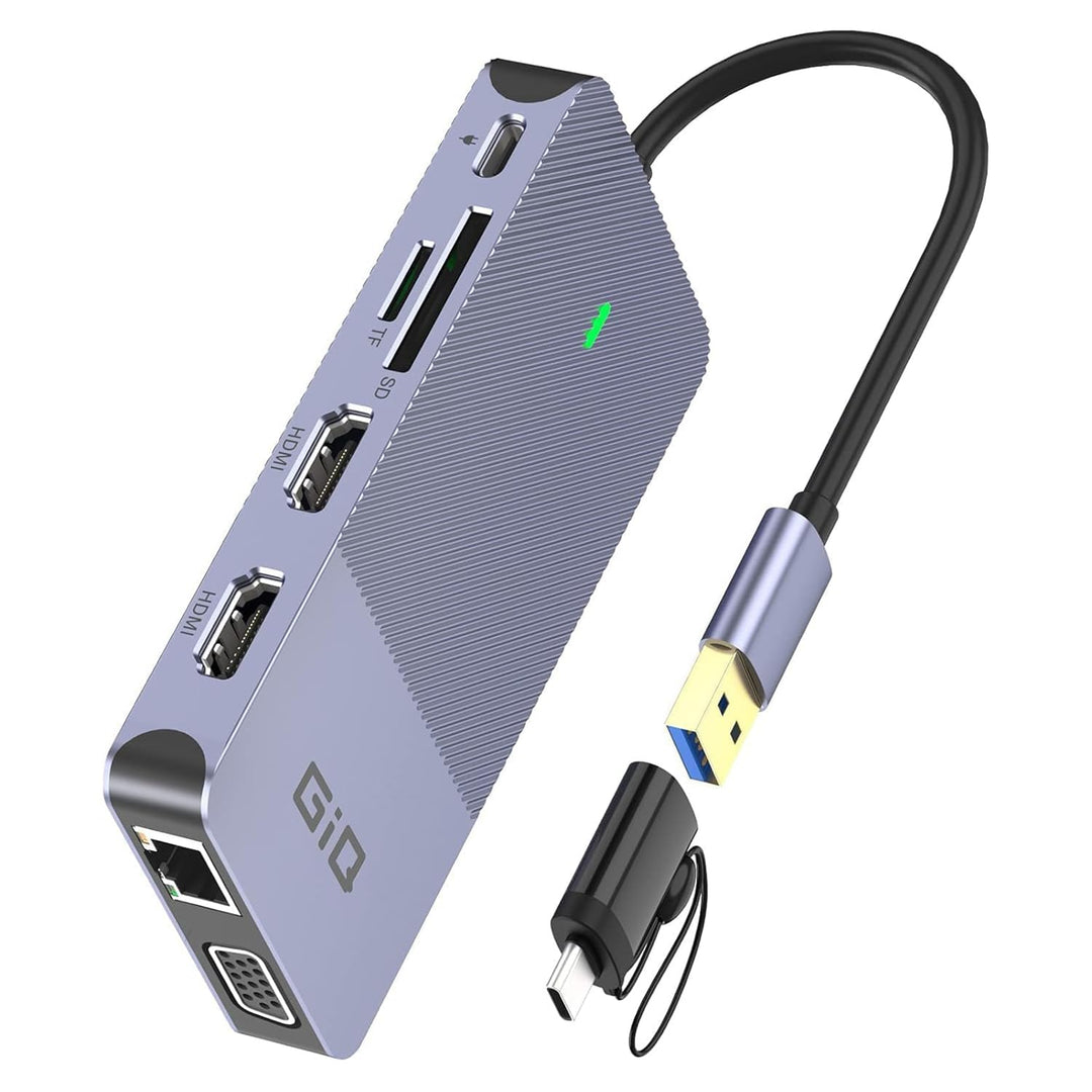 USB Docking Station Giq USB C Hub USB 3.0 to Dual HDMI VGA Adapter Triple Display Laptop Monitors Co