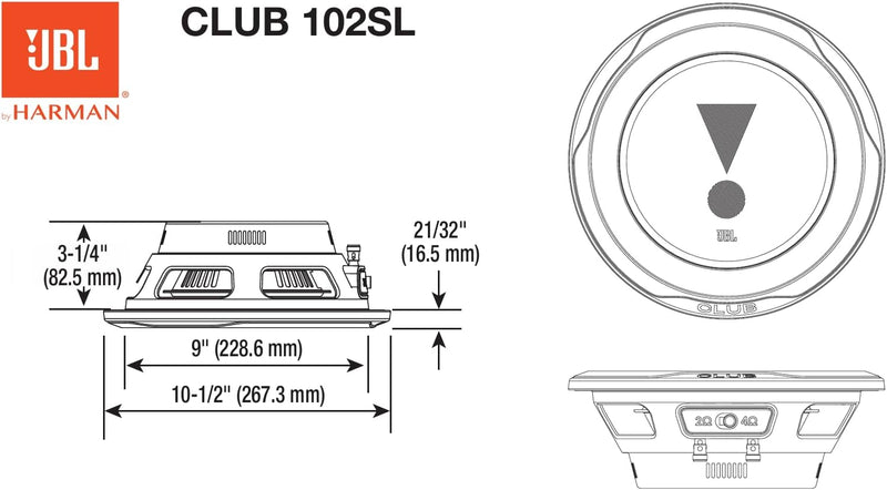 JBL Club 102SL - 1000 Watt Subwoofer Auto Radio für Flach-Einbau in KfZ Musikanlage von Harman Kardo