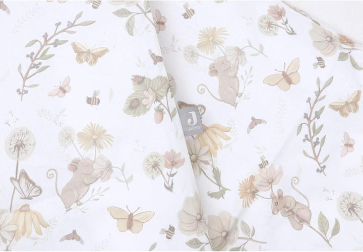 Jollein 003-005-67056 Bettwäsche Dreamy Mouse weiss (100x140 cm + 40x60 cm)