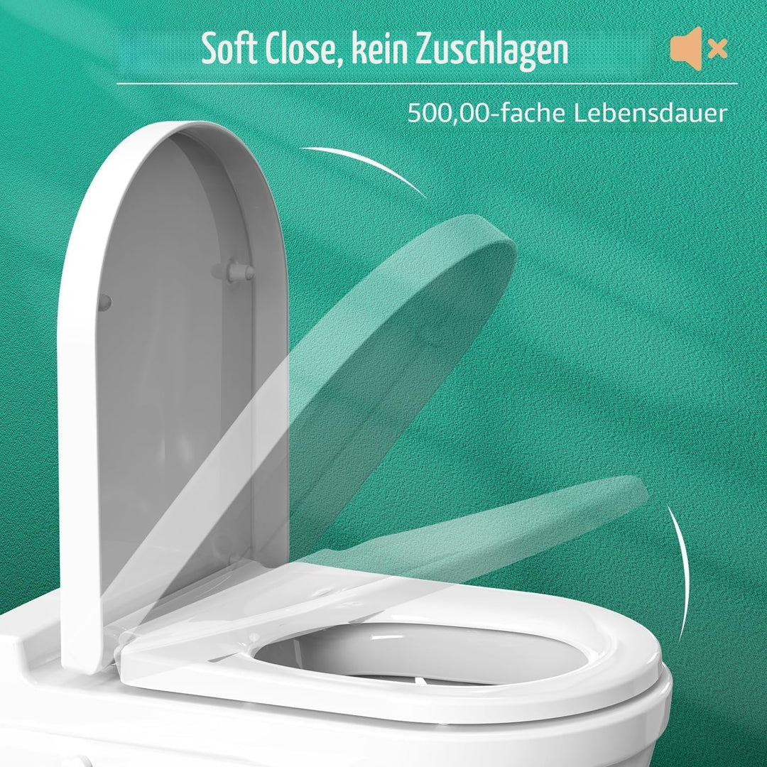STOREMIC Toilettendeckel, WC Sitz mit Absenkautomatik, Klodeckel D-Form mit Quick Release Funktion f