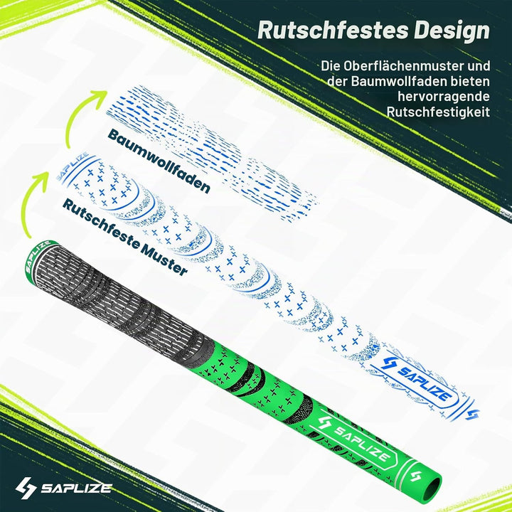 SAPLIZE Golfgriffe 13-teilig mit komplettem Umrüstsatz, Standard- / Mittelklasse, Kordelgummi, Hybri