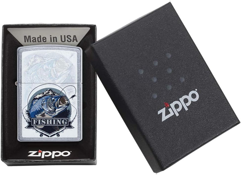 Zippo 17770 Feuerzeug BASS Fishing Design DESIGN-207-Zippo Collection 2019-60004184-39,95 €, Silber,