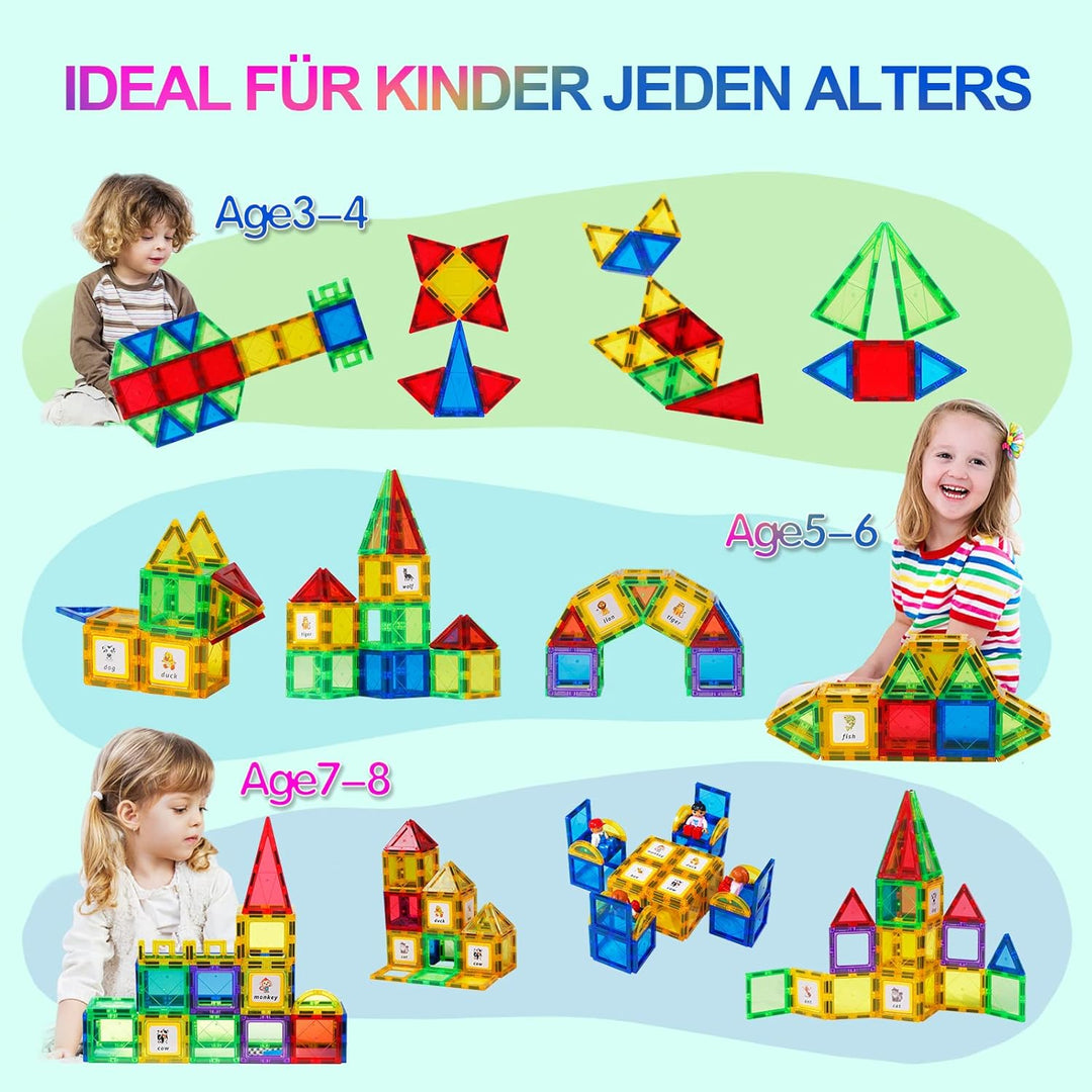 Magblock 46 Teile Magnetische Bausteine für Kinder,Magnetbausteine Lernspielzeug,Magnet Spielzeug fü