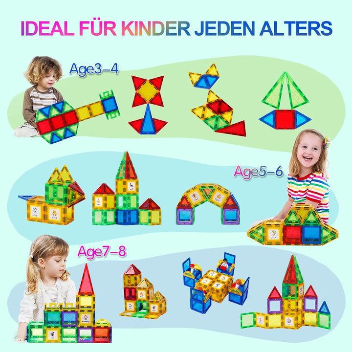 Magblock 46 Teile Magnetische Bausteine für Kinder,Magnetbausteine Lernspielzeug,Magnet Spielzeug fü