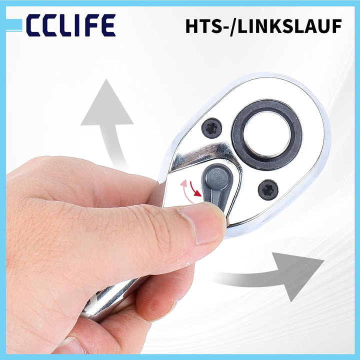 CCLIFE Ratschen set, 3-tlg, 1/4" 3/8" 1/2" 72-Zahn 140/200/245 mm Antrieb Ratschen-Satz, 3-tlg., Rat