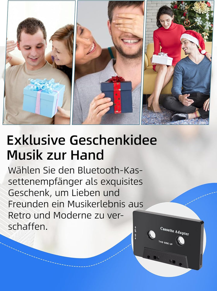 Bewinner Auto Audio Bluetooth Kassettenadapter, Rauschunterdrückung, Stereo High Fidelity Band Aux E