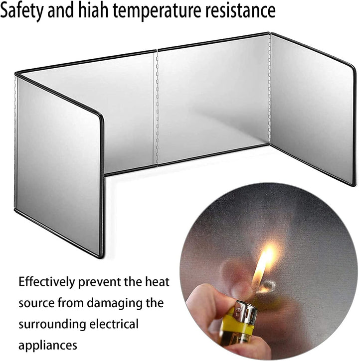 WMLBK Edelstahl Spritzschutz,Faltbar Küchen Spritzplatte Ölrauchleitblech Küchenherd Spritzschutz (3