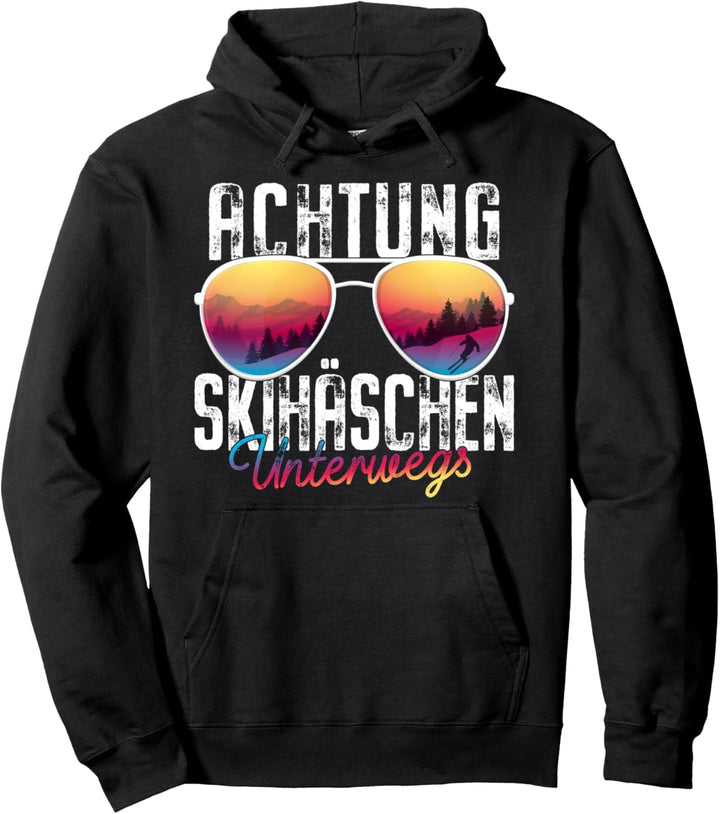 Apres-Ski "Achtung Skihäschen Unterwegs" Lustiges Ski Party Pullover Hoodie