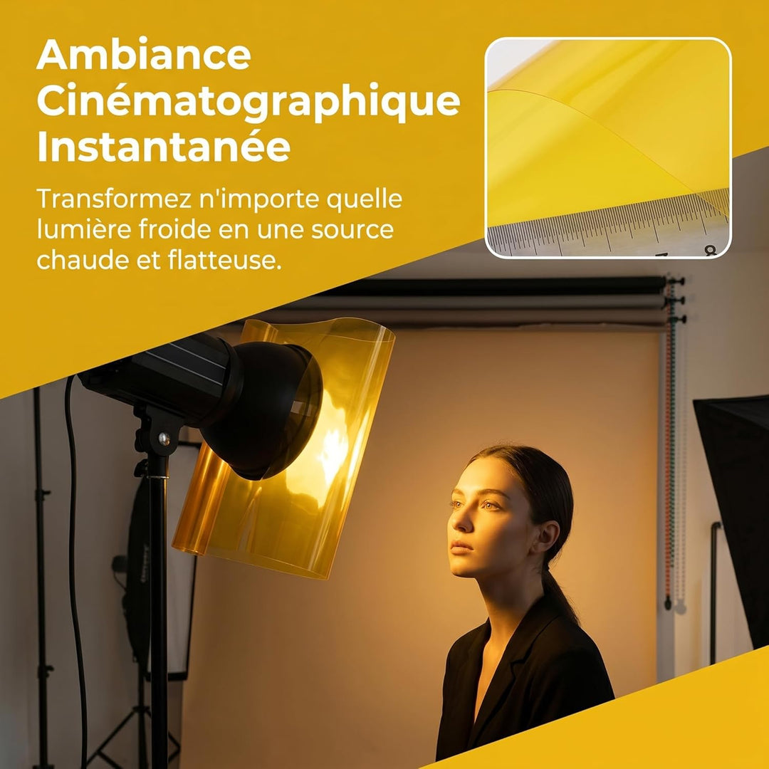 Gelfilter, farbig, transparent, für Foto- und Videobeleuchtung, 20 x 25 cm, Gel-Licht für Projektore
