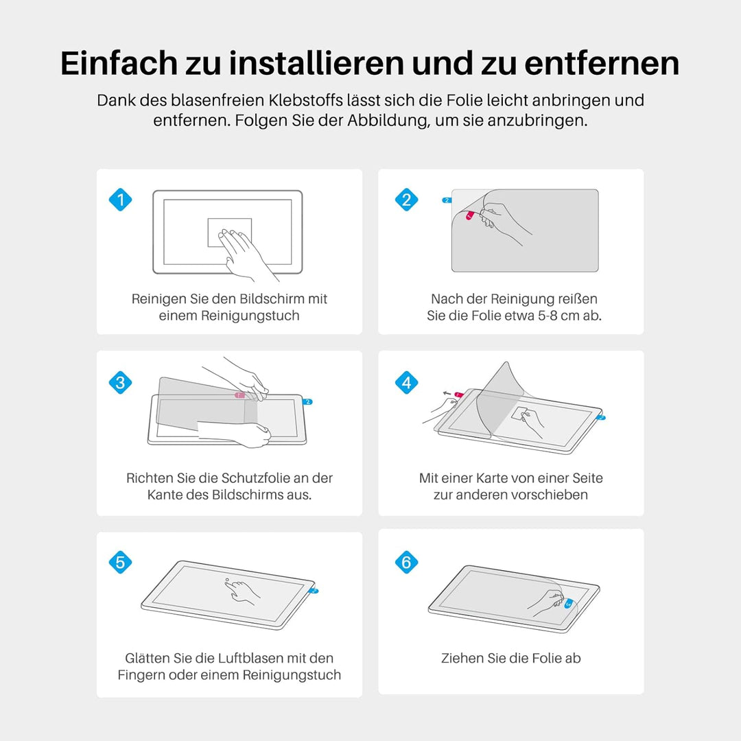 HUION Displayschutzfolie KAMVAS 16 (2021) Zeichentablett, Anti-Glare 15,6 Zoll Displayschutzfolie Gr