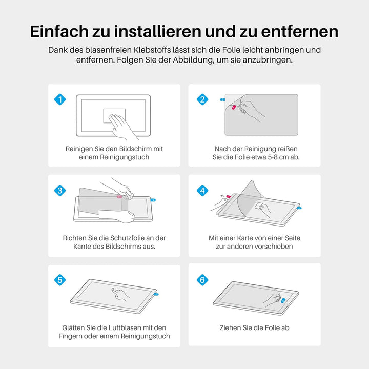 HUION Displayschutzfolie KAMVAS 16 (2021) Zeichentablett, Anti-Glare 15,6 Zoll Displayschutzfolie Gr