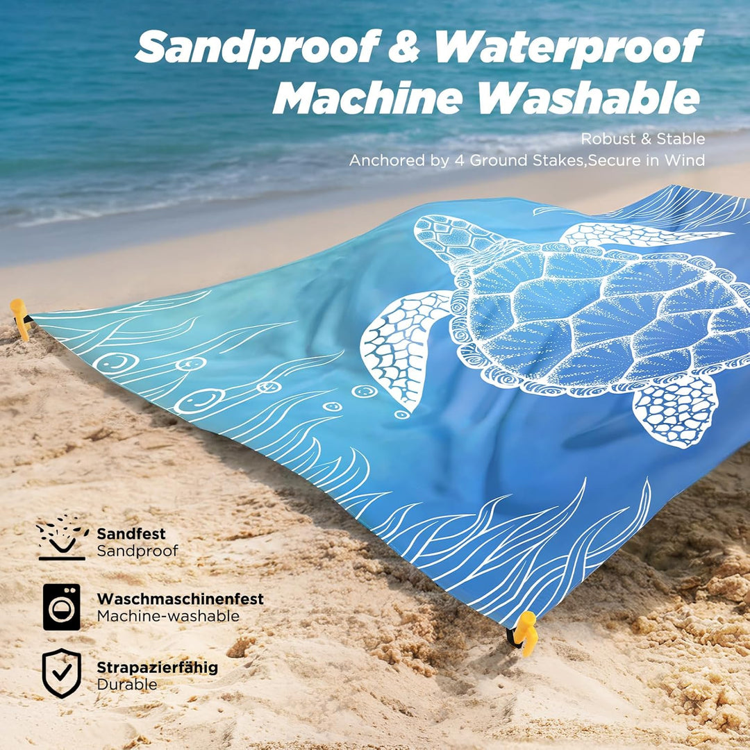 Siegvoll sandfreie Stranddecke 200x140 cm – wasserdichte Picknickdecke, Ultraleicht & kompakt, inkl.