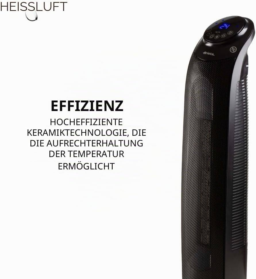 Ariete 8213 Turm-Heizlüfter, 2200 W, 3 Geschwindigkeitsstufen, Timer bis zu 8 Stunden, Ventilationsf