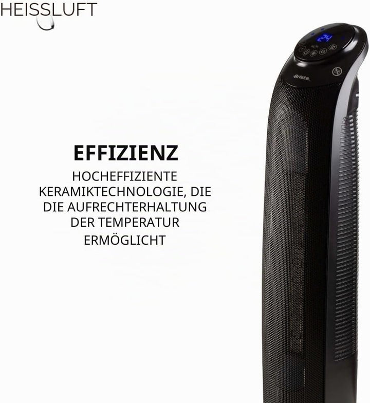 Ariete 8213 Turm-Heizlüfter, 2200 W, 3 Geschwindigkeitsstufen, Timer bis zu 8 Stunden, Ventilationsf
