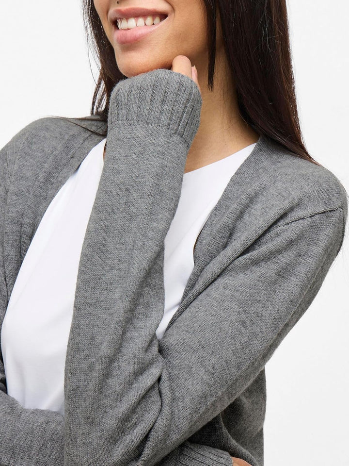 Vila Damen Viril Open L/S Knit Cardigan-Noos Strickjacke XS Medium Grey Melange, XS Medium Grey Mela