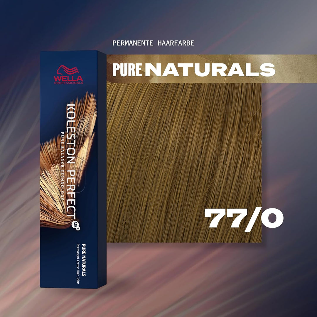 WELLA Koleston Perfect ME KP Pure Naturals 77/0 Mittelblond Intensive Naturhaarfarbe, 3er Pack Braun