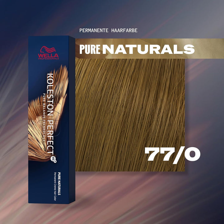 WELLA Koleston Perfect ME KP Pure Naturals 77/0 Mittelblond Intensive Naturhaarfarbe, 3er Pack Braun