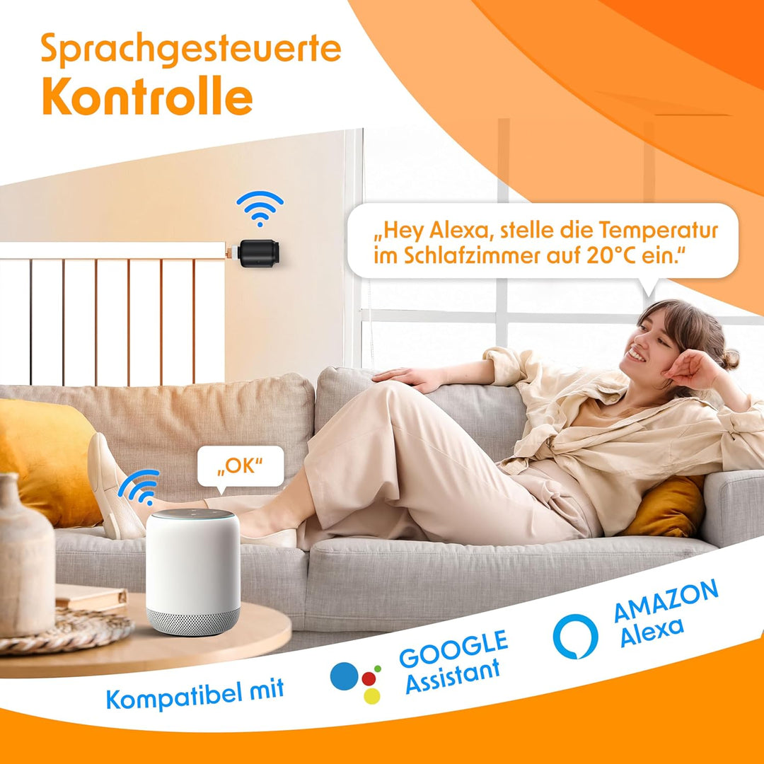 KESSER® Heizkörperthermostat WiFi Heizungsregler | Heizungsthermostat WLAN mit Smart Home App Steuer