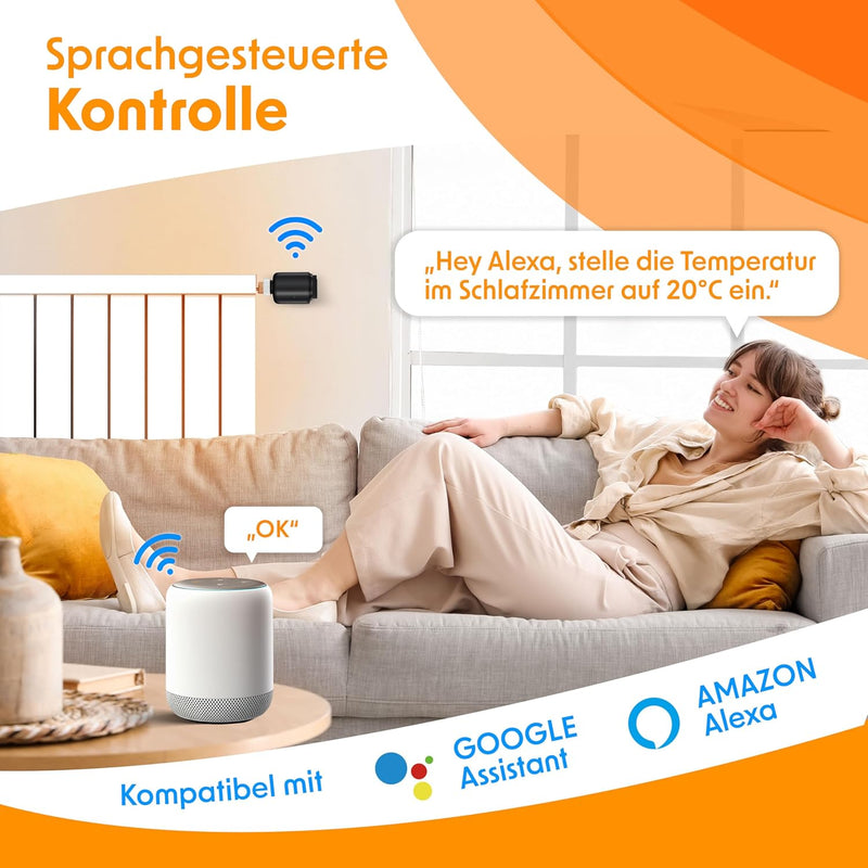 KESSER® Heizkörperthermostat 4er Set WiFi Heizungsregler | Heizungsthermostat WLAN mit Smart Home Ap