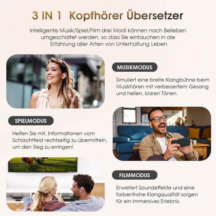 KI Übersetzer Kopfhörer - LCD-Touchscreen Kopfhörer Übersetzer mit 144 Sprachen,60Hrs Laufzeit, Blue