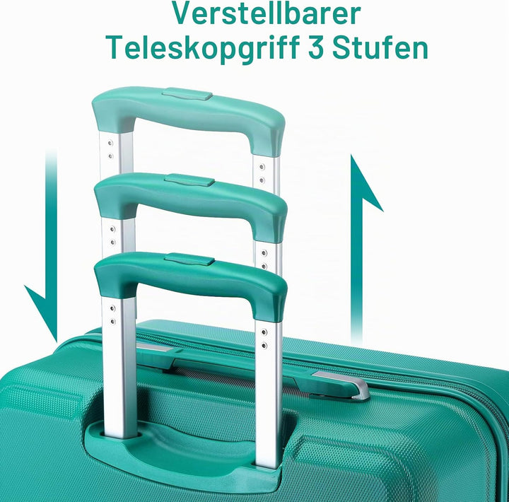 Kono ABS Kabinenkoffer, Hartschale, leicht, 55 cm, Handgepäck mit TSA-Schloss 38 l Türkis, Türkis