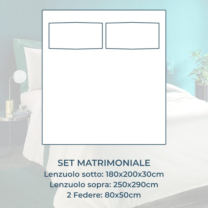 Lisola Bettwäsche-Set für Doppelbett, Baumwolle und Satin, 1 Bettlaken 250 x 290 cm + 1 Spannbettlak